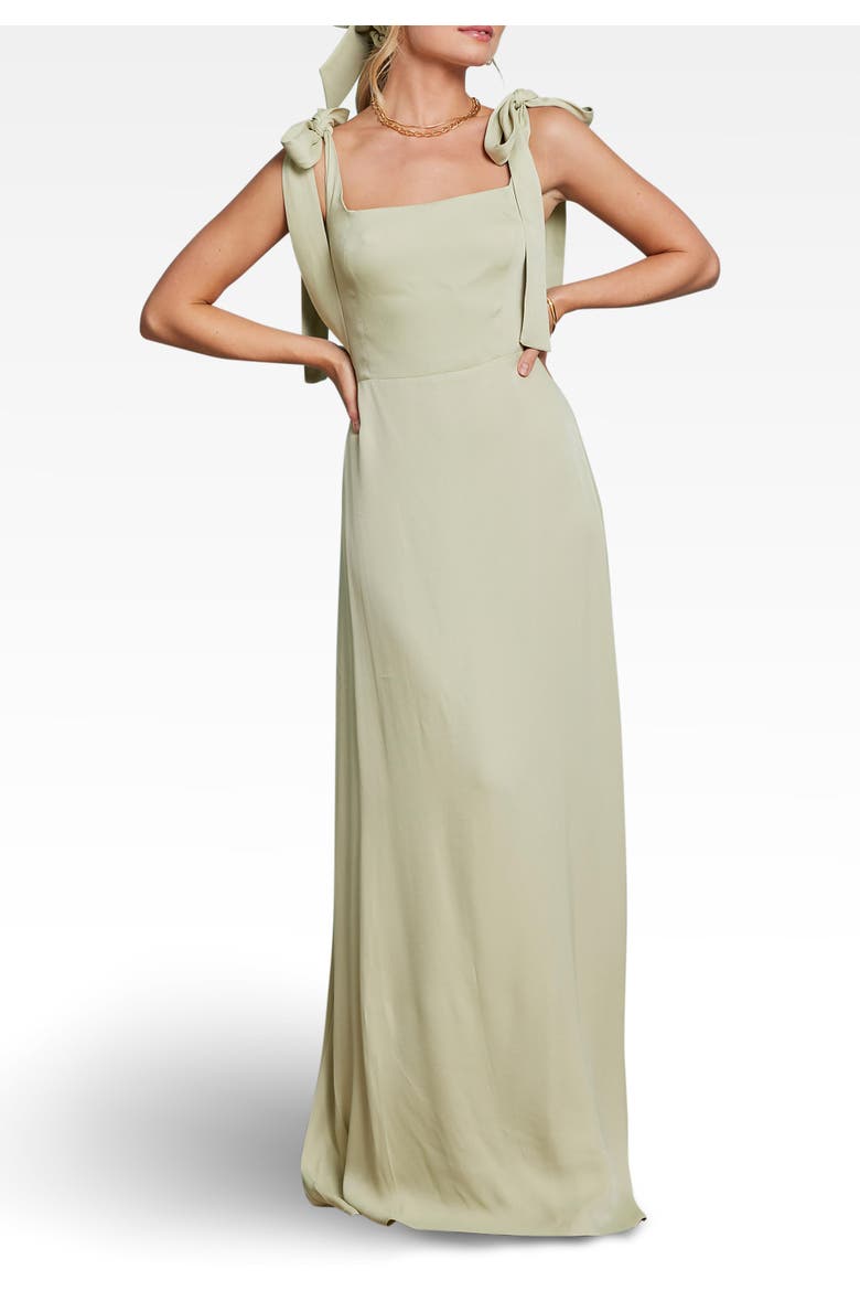 Allegra Tie Shoulder Bridesmaid Dress, Alternate, color, Sage Green