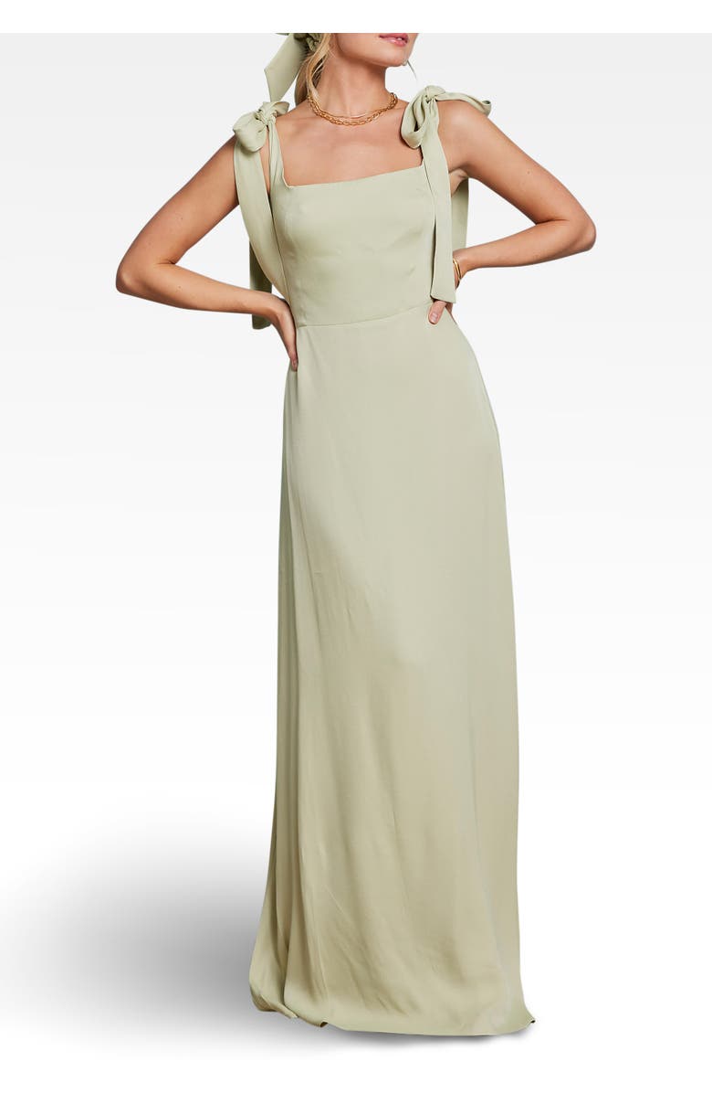 Maids to Measure Allegra Tie Shoulder Bridesmaid Dress, Alternate, color, Sage Green