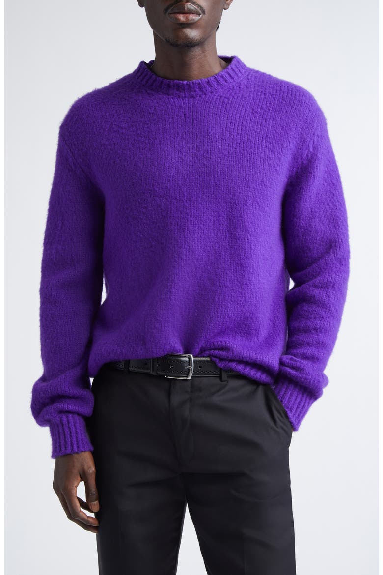 Pure Cashmere Crewneck Sweater, Main, color, GV590 ELECTRIC PURPLE
