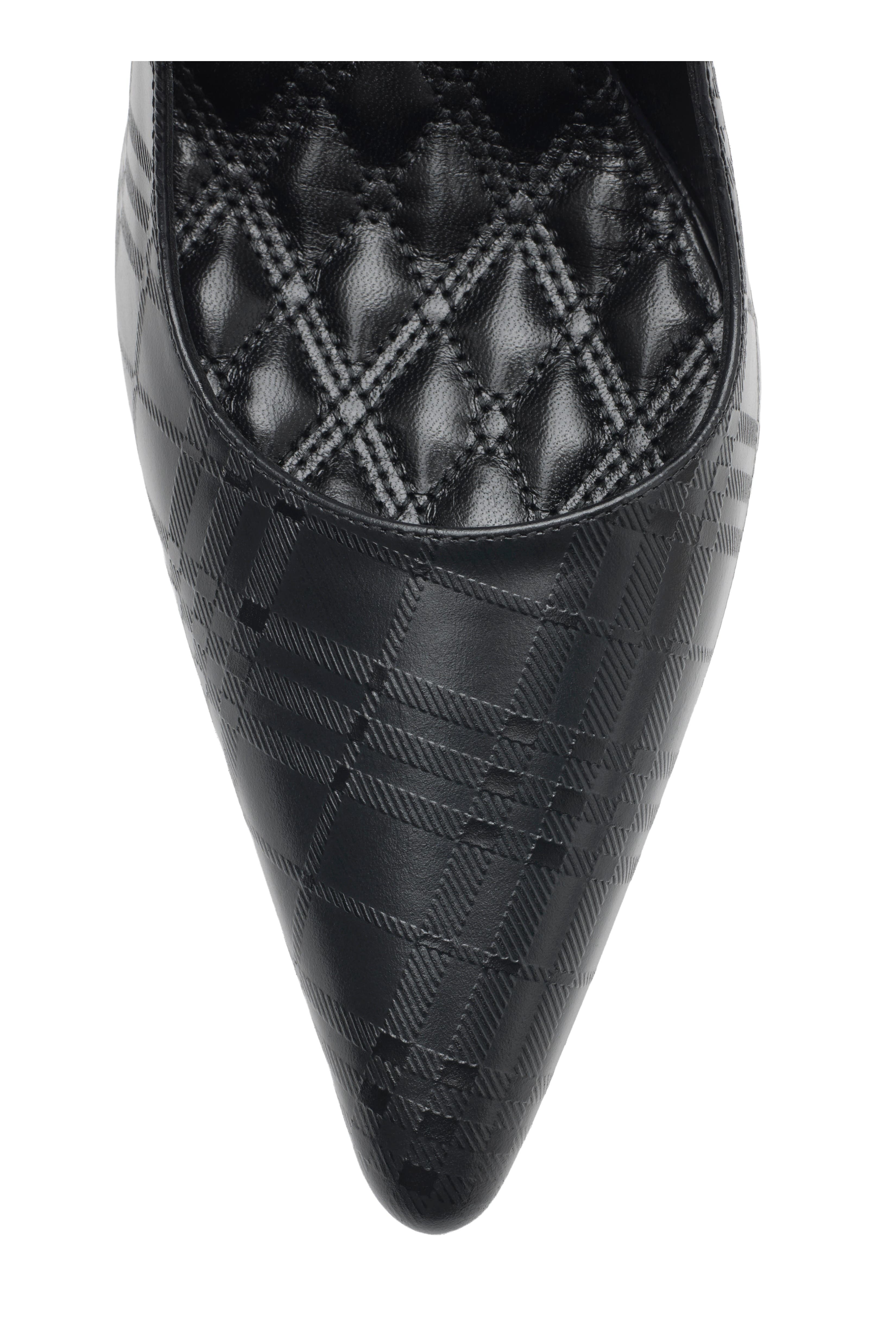 Burberry Check Leather Dame High Pumps, Alternate, color, Black