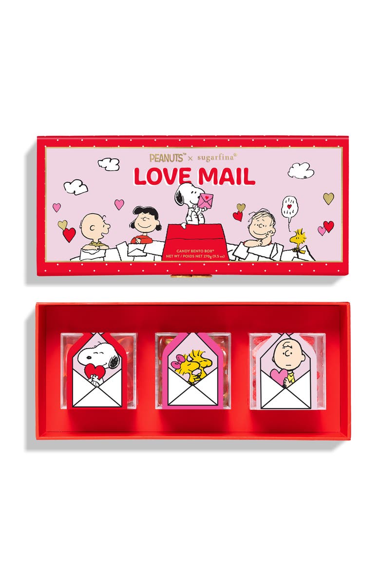 sugarfina x Peanuts<sup
™</sup
 Love Mail 3-Piece Candy Cube Bento Box, Alternate, color, 