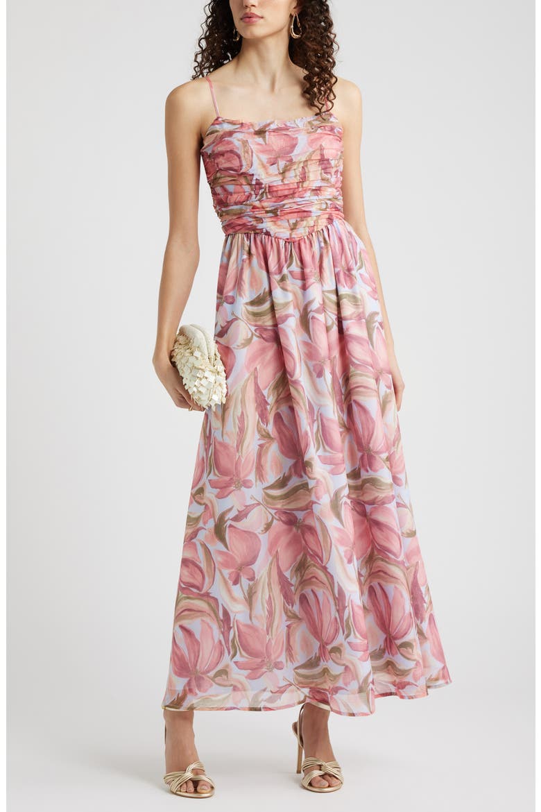 Floral Organza Party Dress, Main, color, BLUE SONIA ABSTRACT