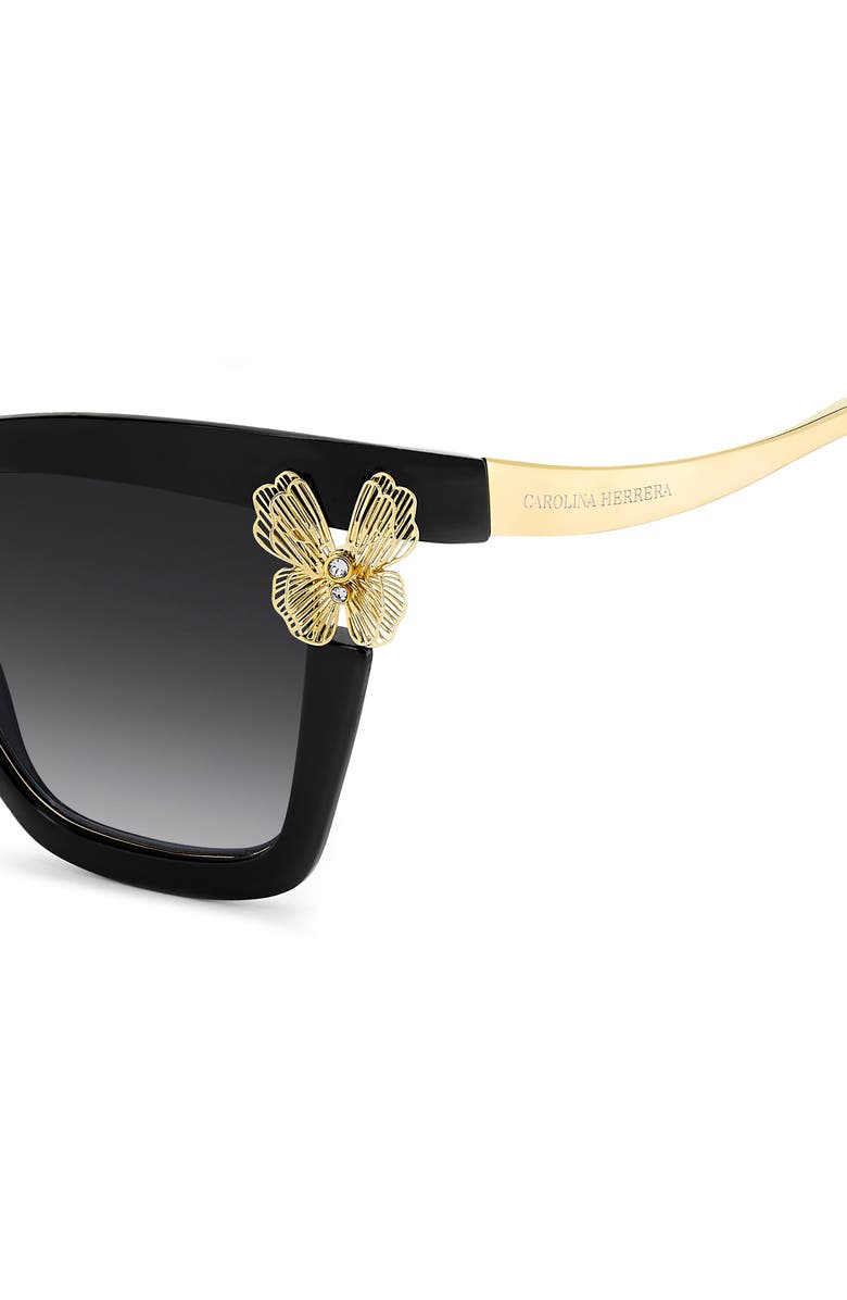 Carolina Herrera 54mm Gradient Cat Eye Sunglasses, Alternate, color, Black/ Dark Grey Sf