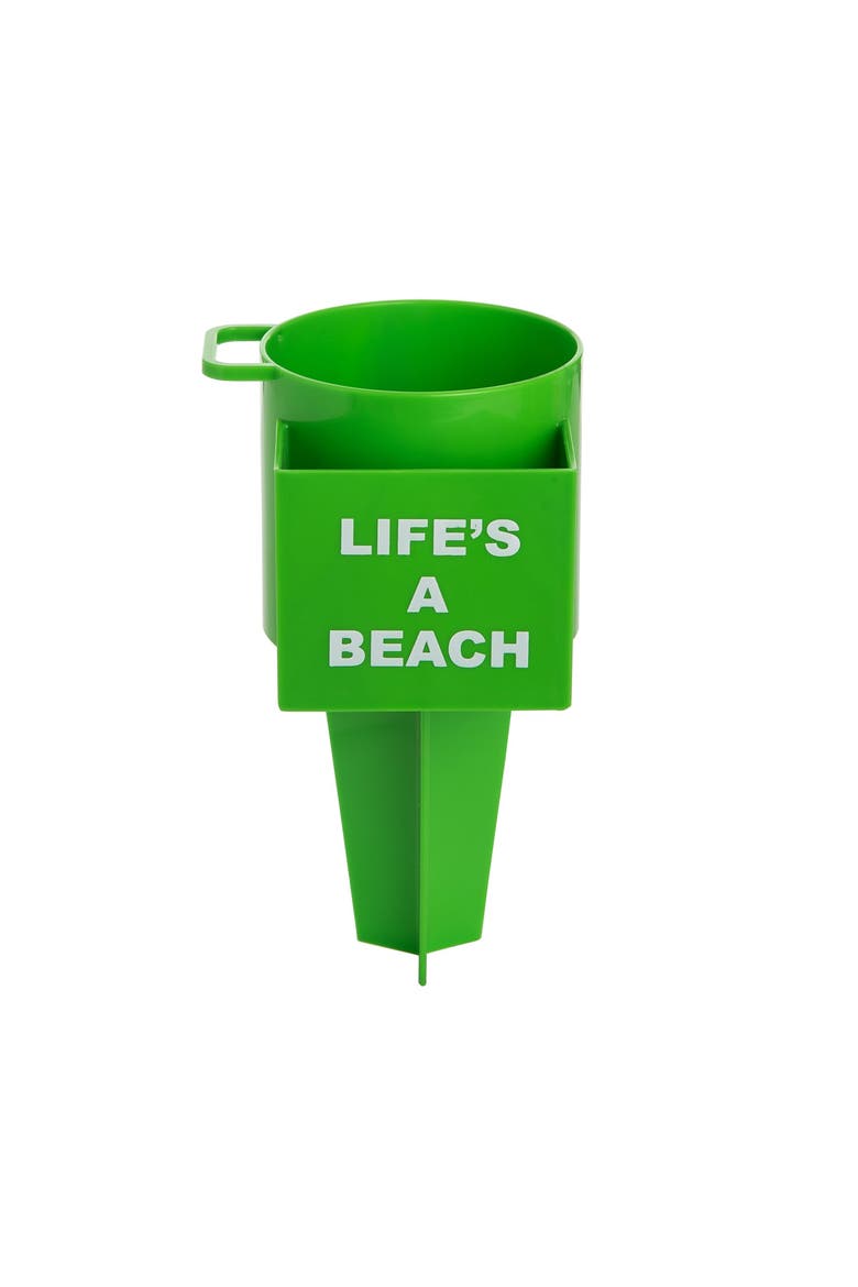 8" Plastic Green Lifes Beach Drink Spike, Main, color, Green