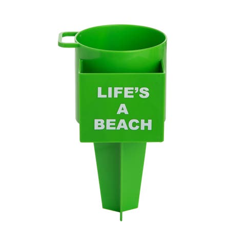 8" Plastic Green Lifes Beach Drink Spike