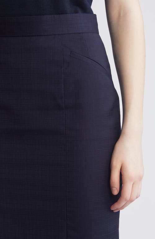 Hugo Boss Valesana Stretch Wool Pencil Skirt In Sky Captain