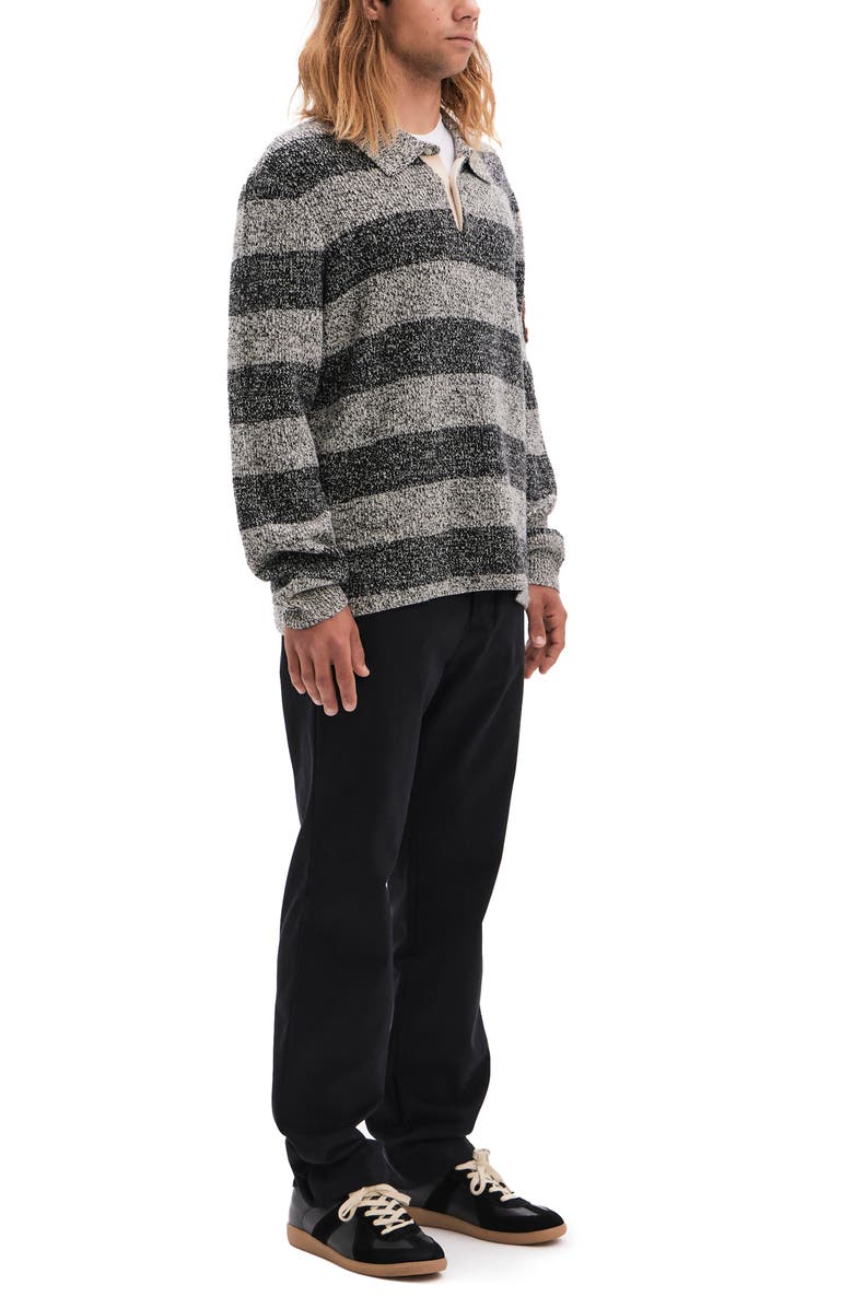 VAYDER Renato Stripe Wool Blend Rugby Polo Sweater, Alternate, color, White Pepper