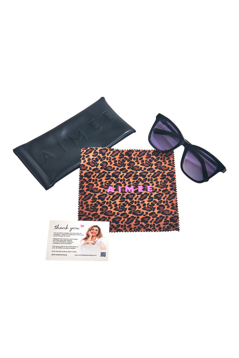 54mm Gradient Square Sunglasses, Alternate, color, BLACK