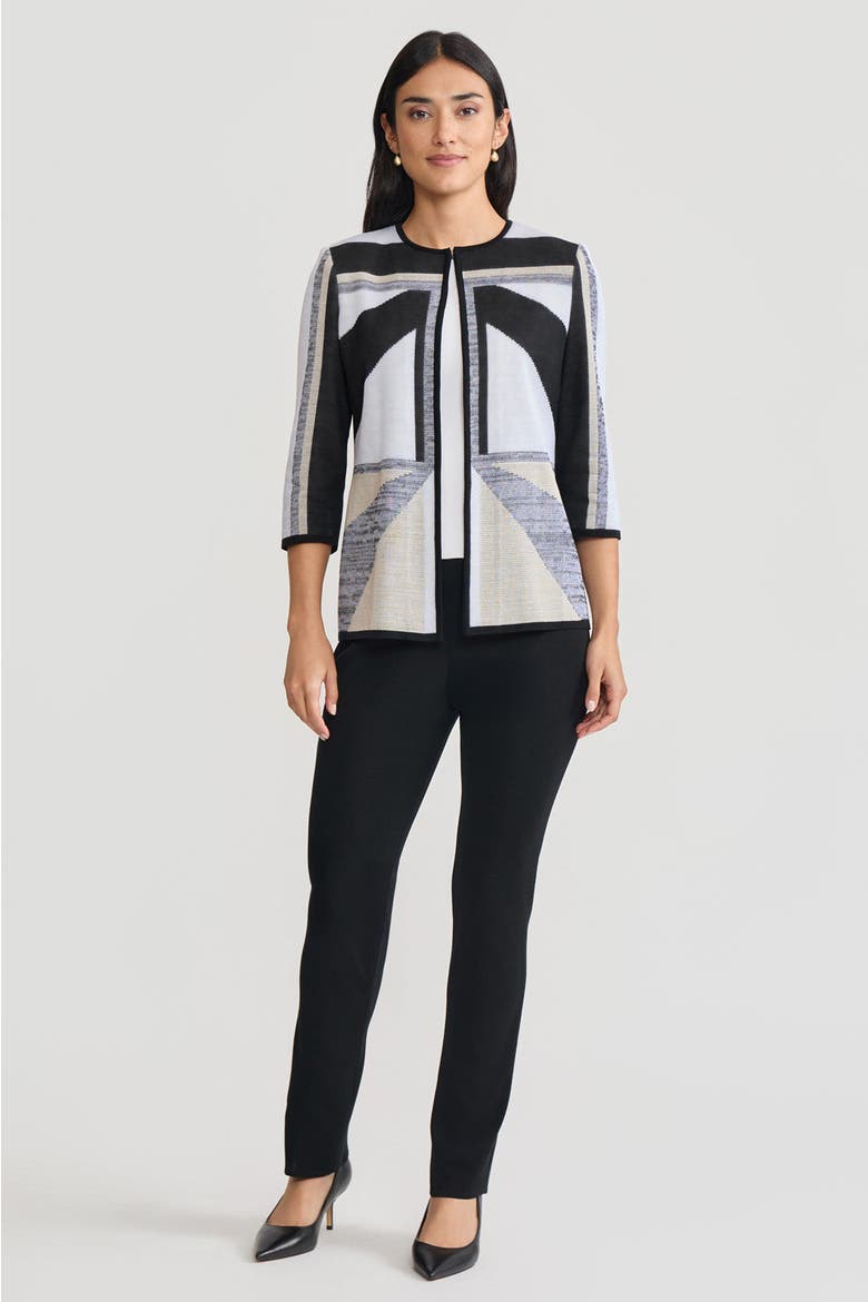 Heritage Colorblock Intarsia Knit Jacket, Alternate, color, Limestone/Black/White