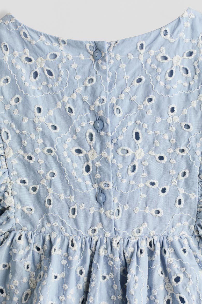 Broderie Anglaise Cotton Dress, Alternate, color, Light blue