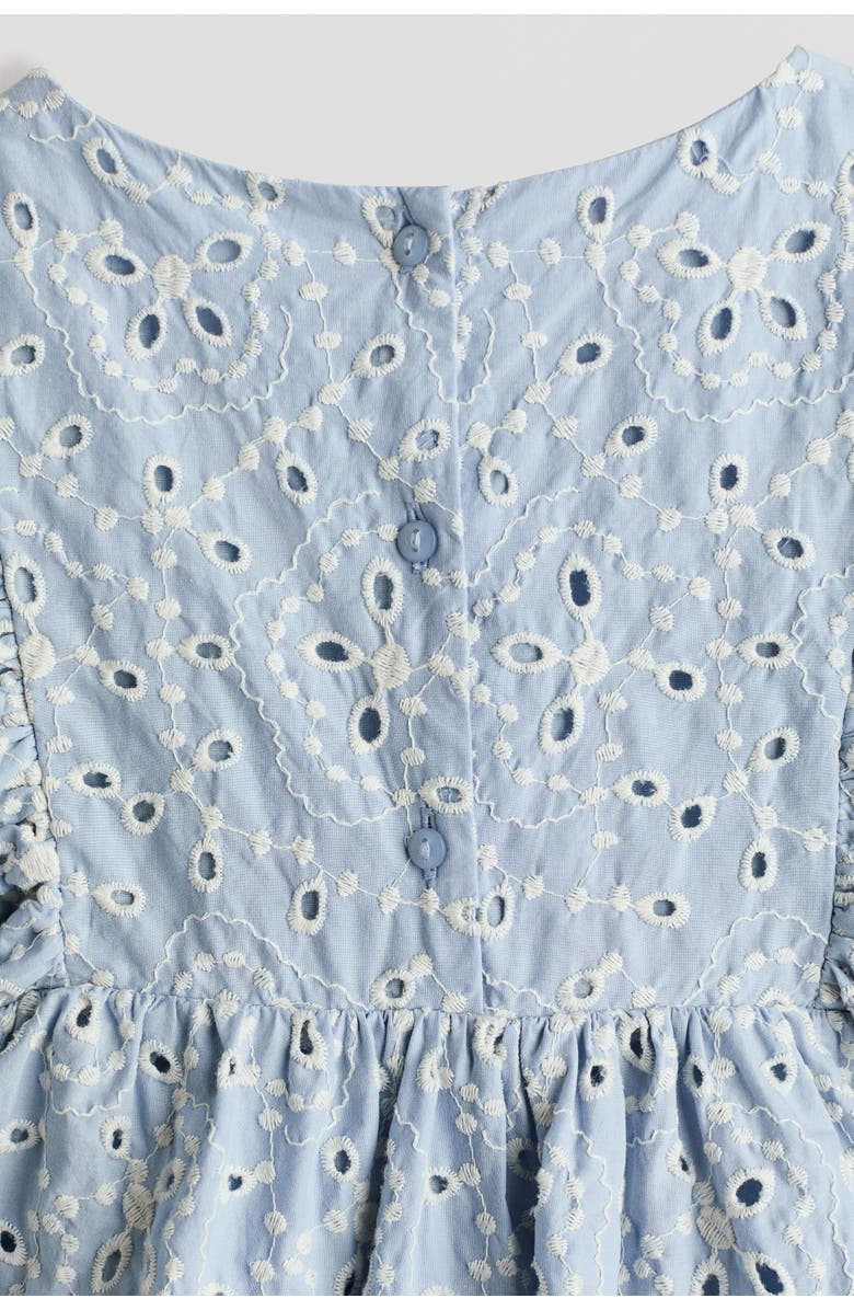 H&M Eyelet-embroidered cotton dress, Alternate, color, Light Blue