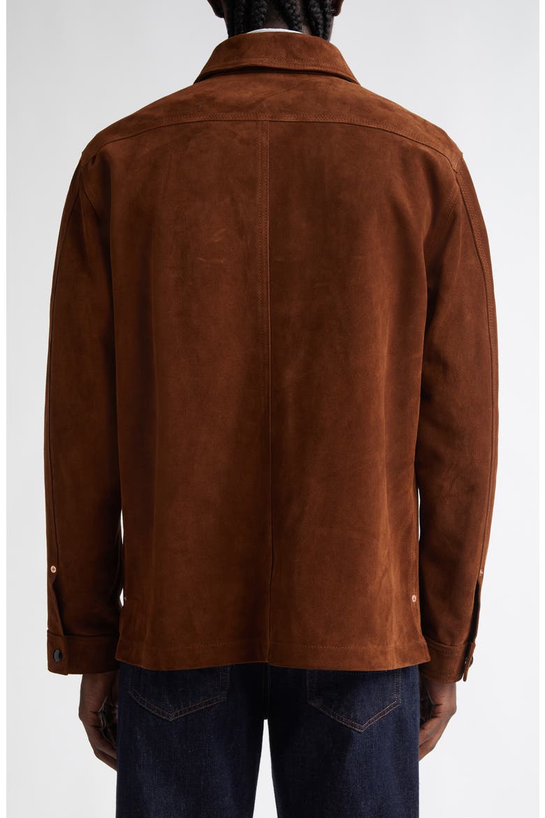 Suede Button-Up Overshirt, Alternate, color, 300 DARK BROWN