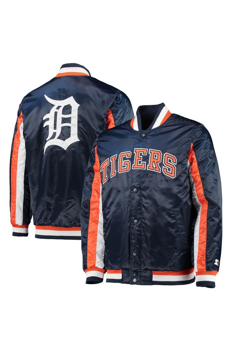 STARTER Men's Starter Navy Detroit Tigers The Ace Satin Full-Snap Jacket, Alternate, color,