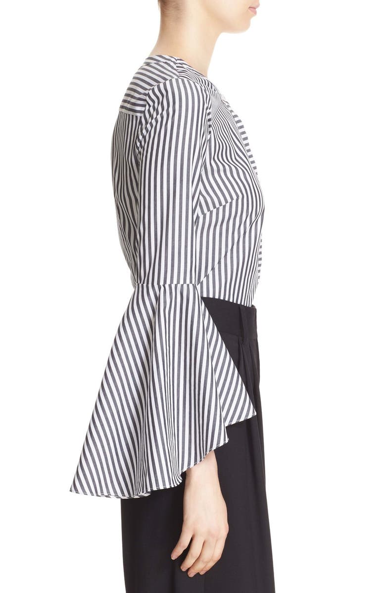 Milly 'Ruthie' Stripe Cotton Bell Sleeve Blouse, Alternate, color,