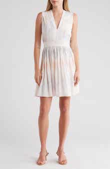 DKNY V-Neck Pleated Dress