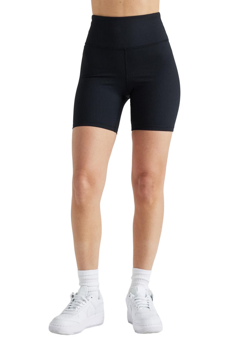 Losano Renew Rib Biker Short, Alternate, color, Black