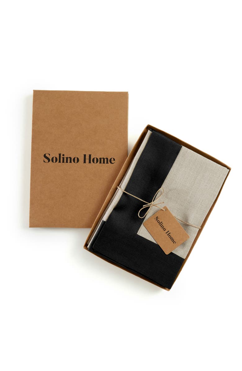 Solino Home Linen Dinner Napkins - Contempo, 20" x 20", Alternate, color, Black And Natural