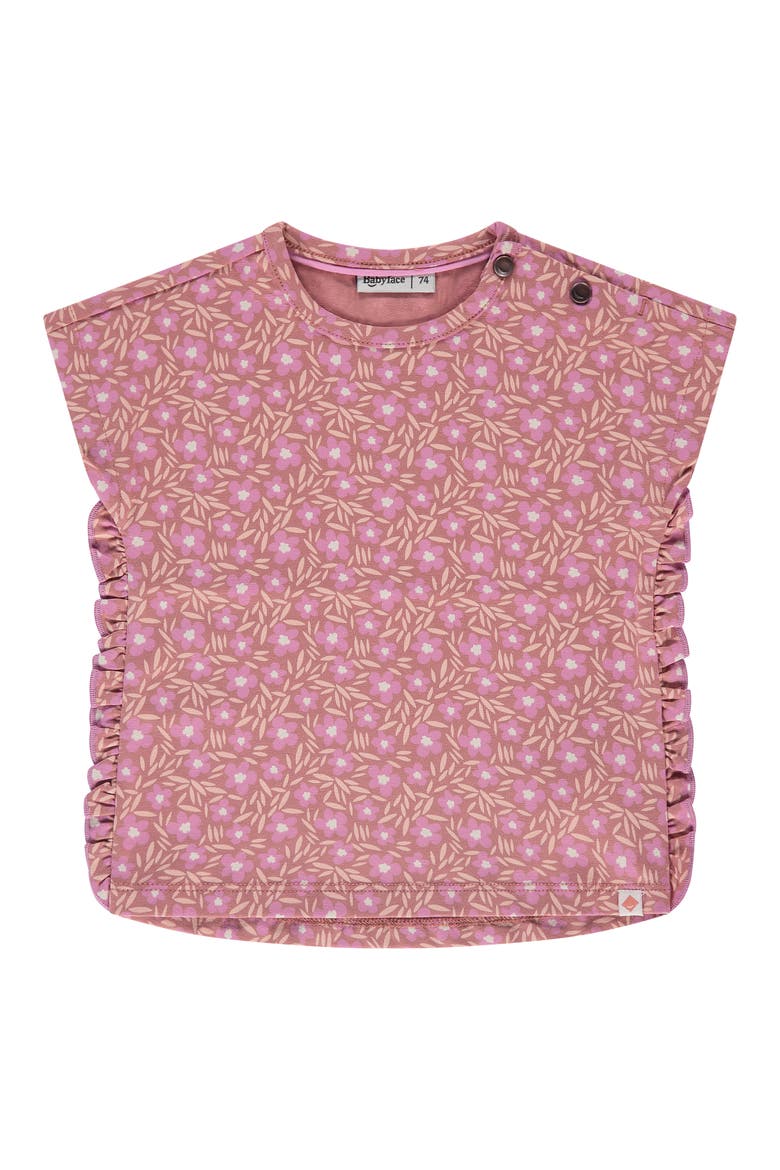 Floral Print Short Sleeve Top, Main, color, Lemonade