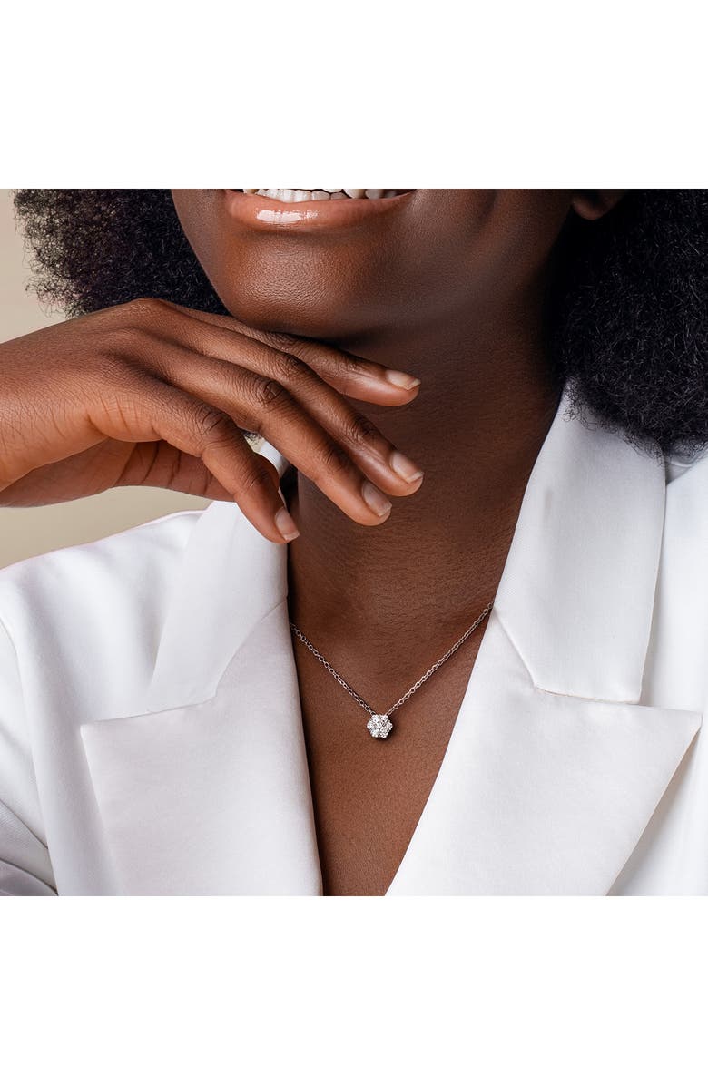 Created Forever Sterling Silver Lab Grown Diamond Cluster Pendant Necklace, Alternate, color, White