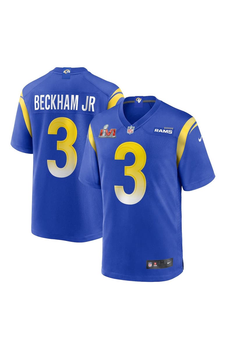 Nike Men's Nike Odell Beckham Jr. Royal Los Angeles Rams Super Bowl LVI Game Patch Jersey, Main, color,