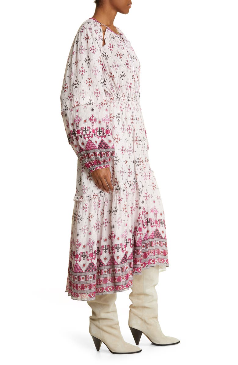 Isabel Marant Étoile Fratela-Ge Print Long Sleeve Maxi Dress, Alternate, color, White