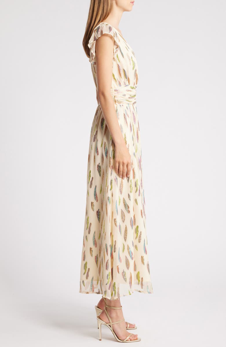 CIEBON Jennsen Metallic Flutter Sleeve Maxi Dress, Alternate, color,