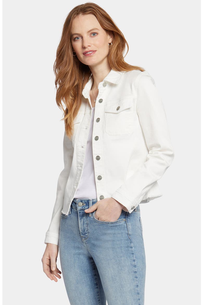 Fray Hem Denim Jacket, Alternate, color, OPTIC WHITE