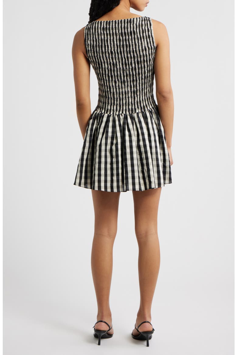 Ellen Gingham Minidress, Alternate, color, BLACK