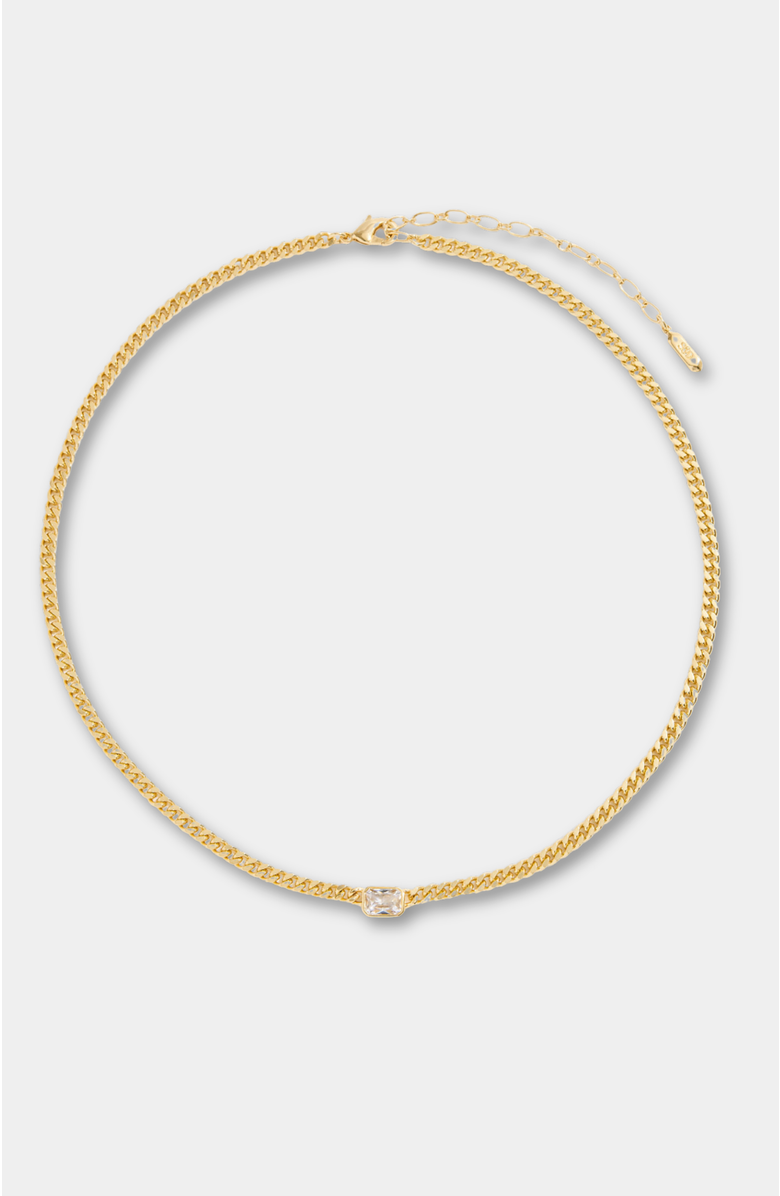 Stella & Dot Small Bezel Station Curb Chain Necklace, Alternate, color, Gold-Small