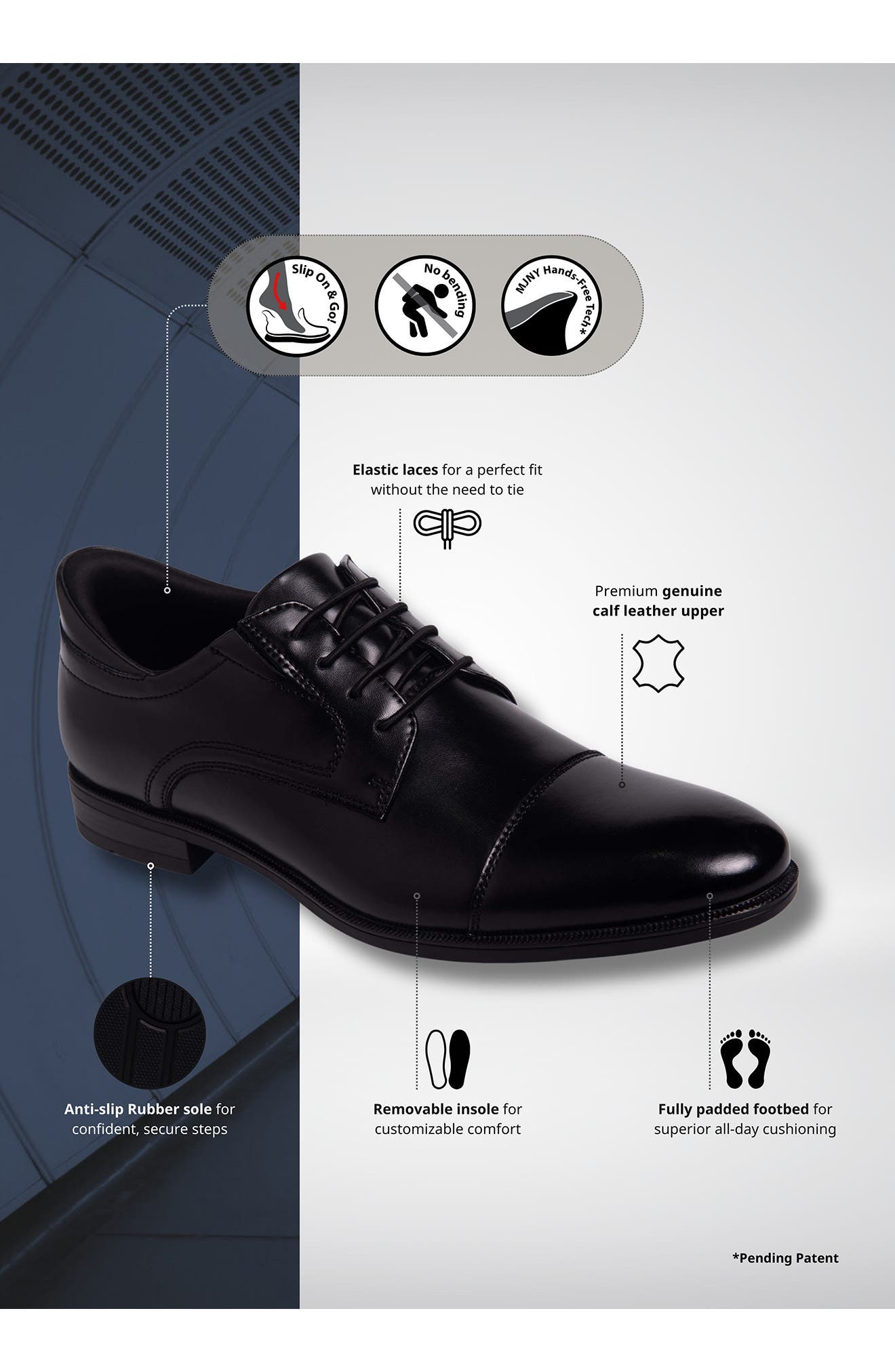 Marc Joseph New York Baker Street Hands-Free Cap Toe Derby, Alternate, color, Black