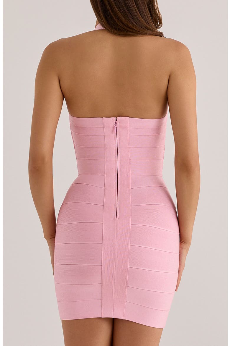 The Contour Halter Neck Bandage Minidress, Alternate, color, PINK