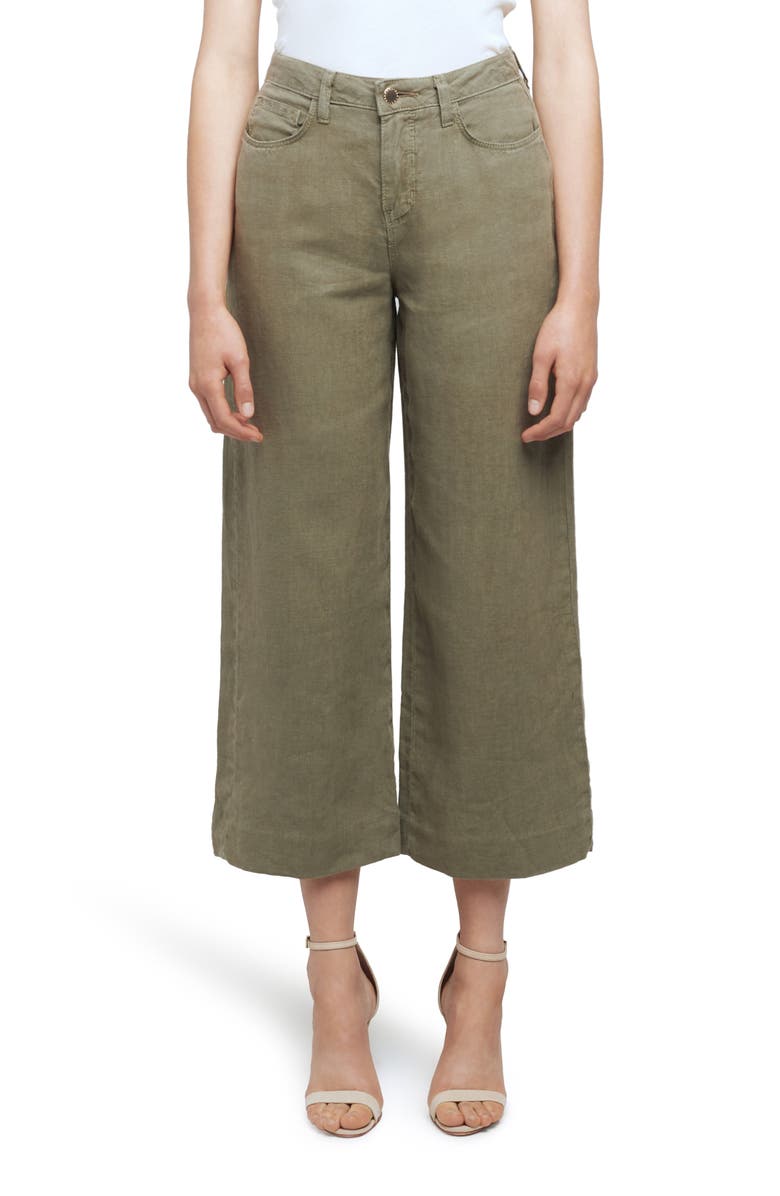 L'AGENCE Danica High Waist Wide Leg Crop Linen Pants, Main, color, 