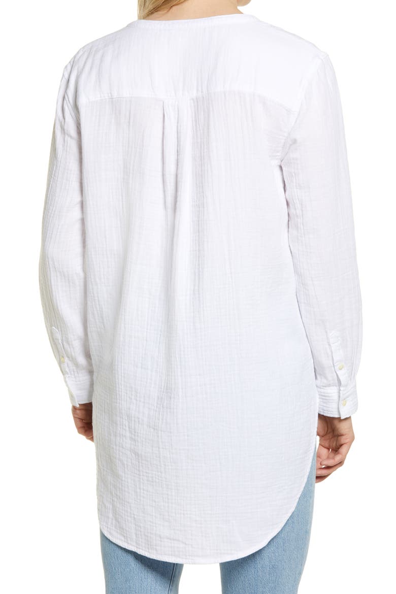 Women's Long Sleeve High/Low Tunic, Alternate, color, WHITE