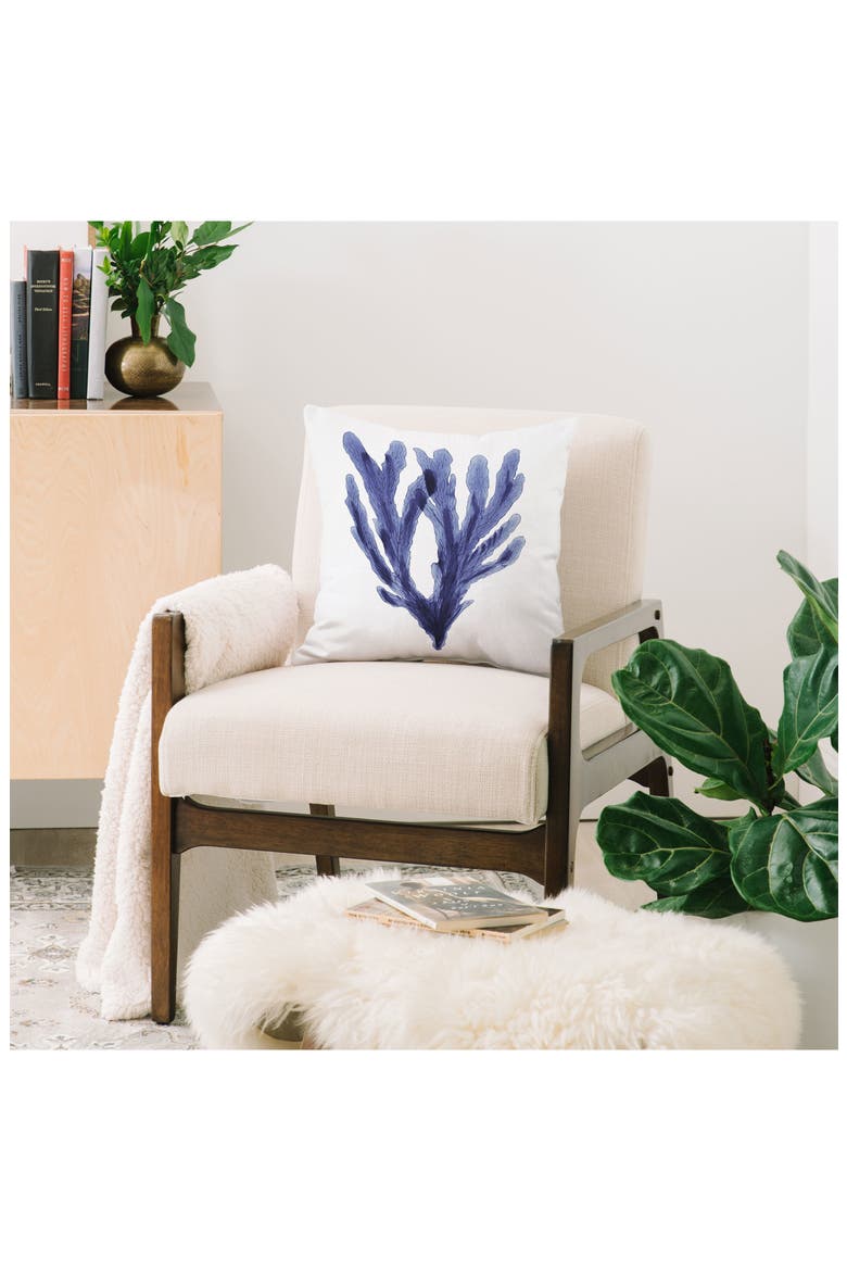 Seaweed Square Throw Pillow, Alternate, color, BLUE
