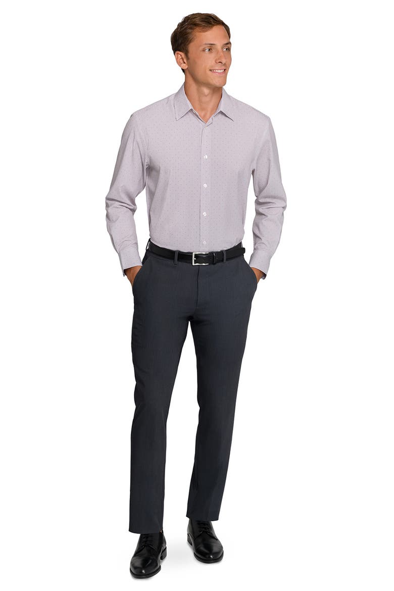Slim Fit Stripe Dot Performance Dress Shirt, Alternate, color, KHAKI