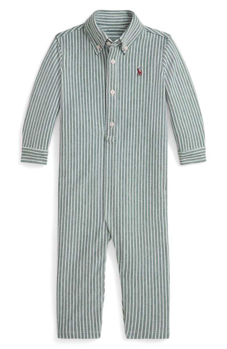 Ralph Lauren Oxford Stripe Cotton Romper, Main, color,