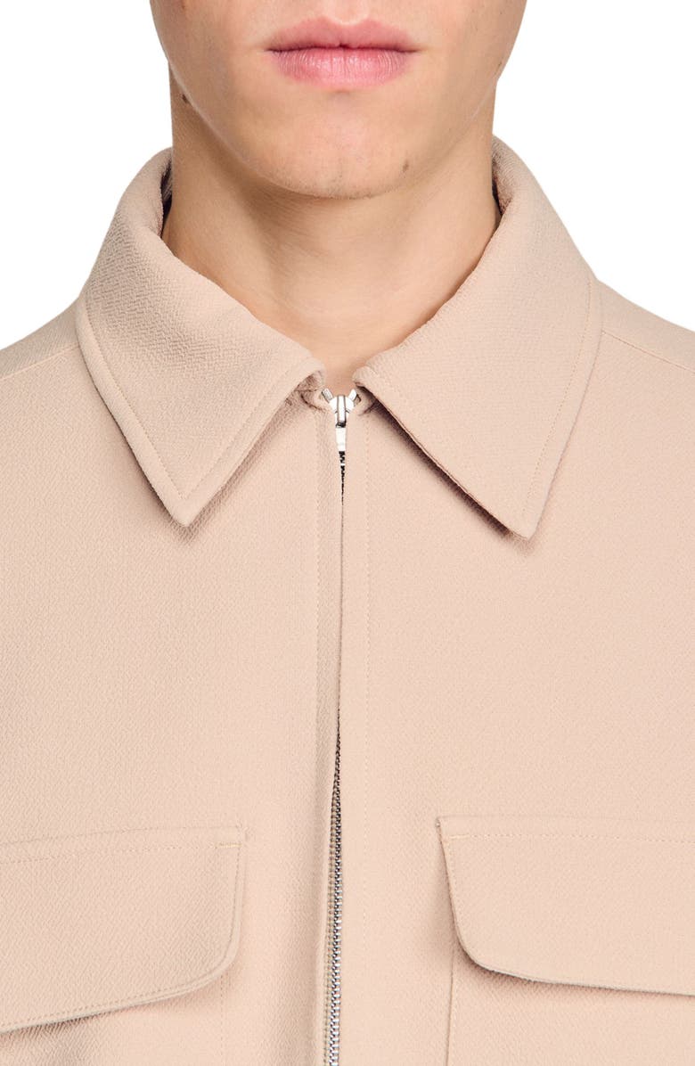 SANDRO Waffle-effect zip-up jacket, Alternate, color, Cappucino