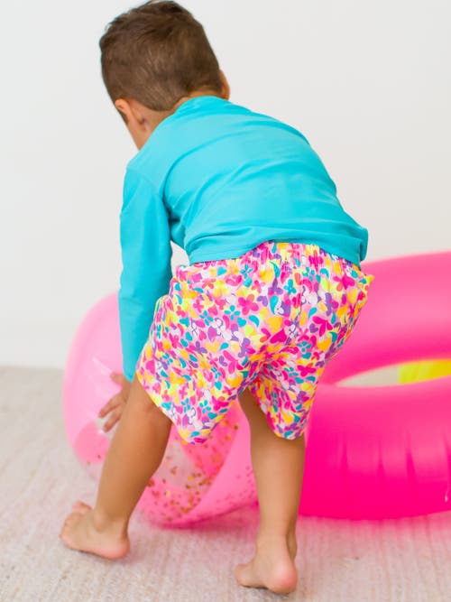 Ruggedbutts Toddler Boys Upf50+ Swim Trunks In Vibrant Neon