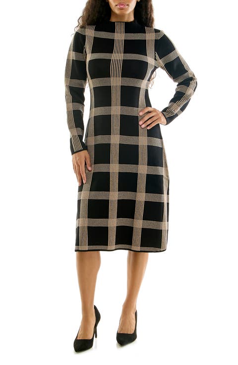 Long Sleeve Fit & Flare Midi Sweater Dress