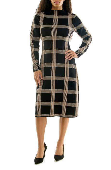 Long Sleeve Fit & Flare Midi Sweater Dress