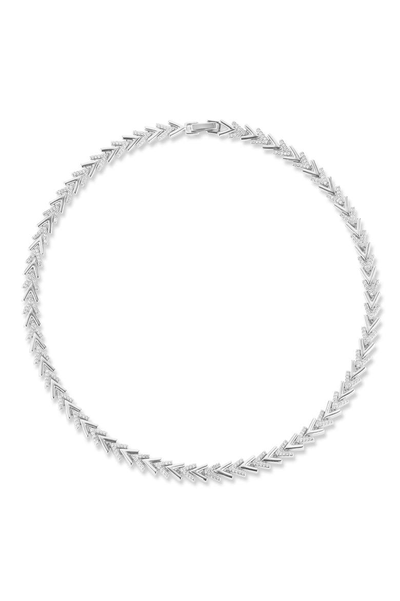 Cubic Zirconia Chevron Necklace, Alternate, color, SILVER