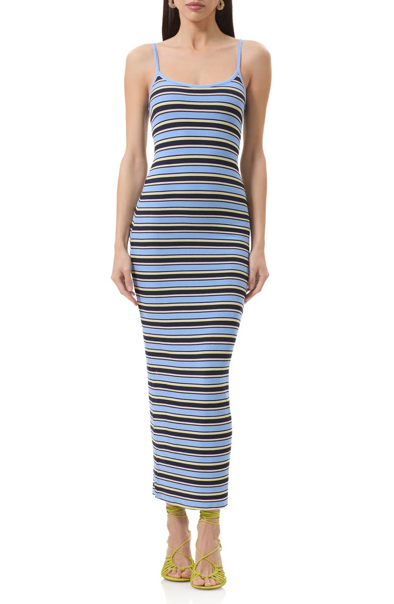 AFRM Ashlyn Cozy Rib Body-Con Midi Dress, Main, color, Iris Stripe