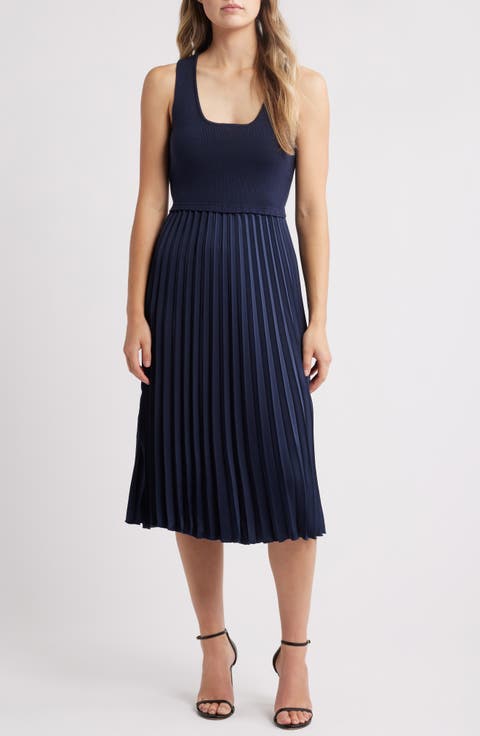 Mixed Media Pleated Dress