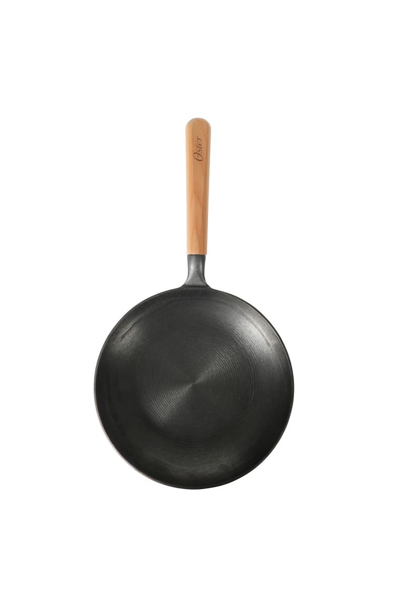 OSTER Platinum Flintfield Pre-Seasoned Cast Iron Skillet with Wood Handle, Alternate, color, Black