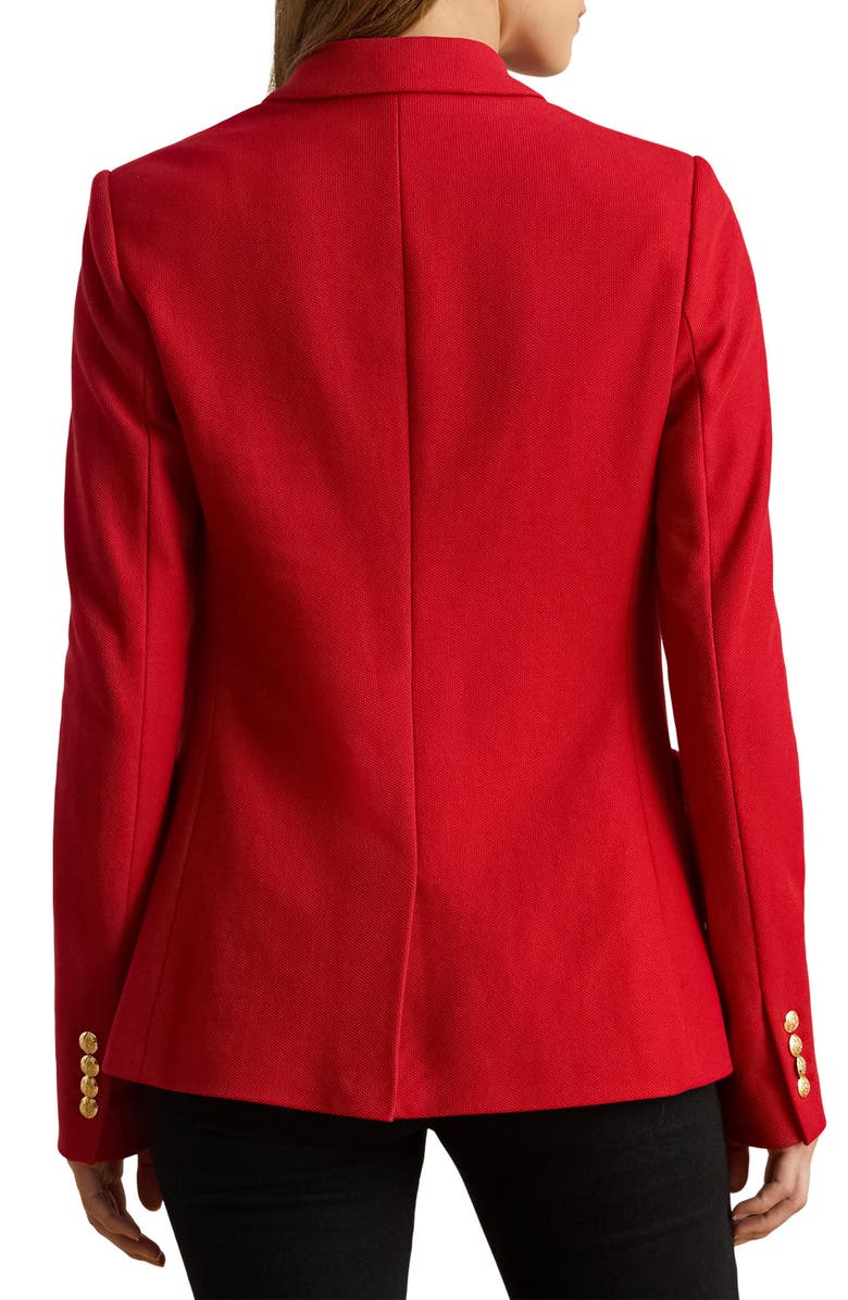 Lauren Ralph Lauren Bullion Jacquard Logo Patch Cotton Blend Blazer, Alternate, color, Ralph Red