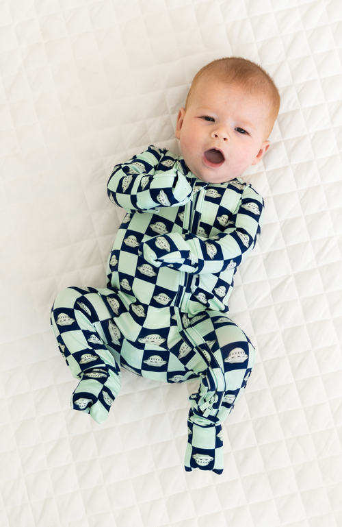 Laree + Co Rowen Convertible Footie In Blue
