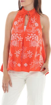 RAIN AND ROSE Floral Halter Swing Top