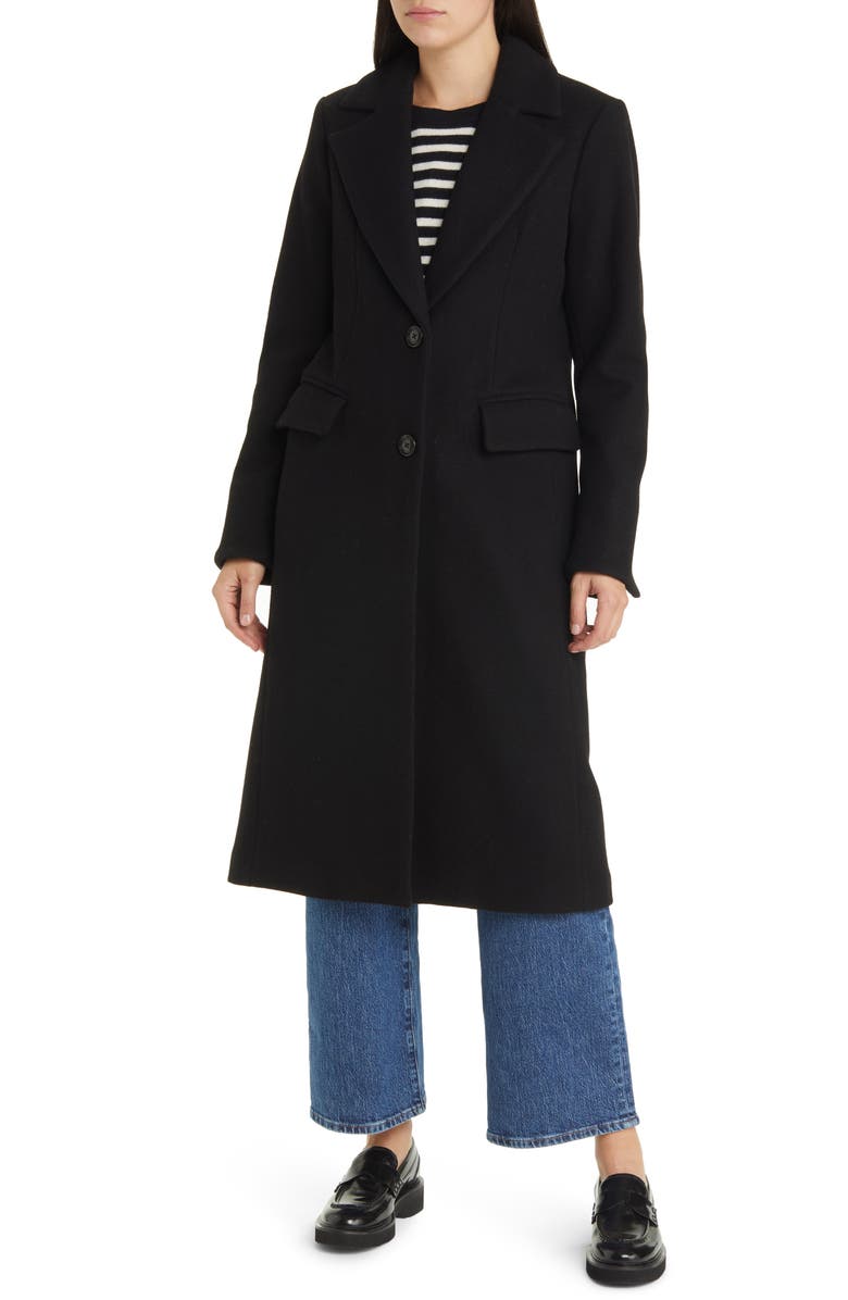MICHAEL Michael Kors Notch Collar Wool Blend Coat, Main, color,