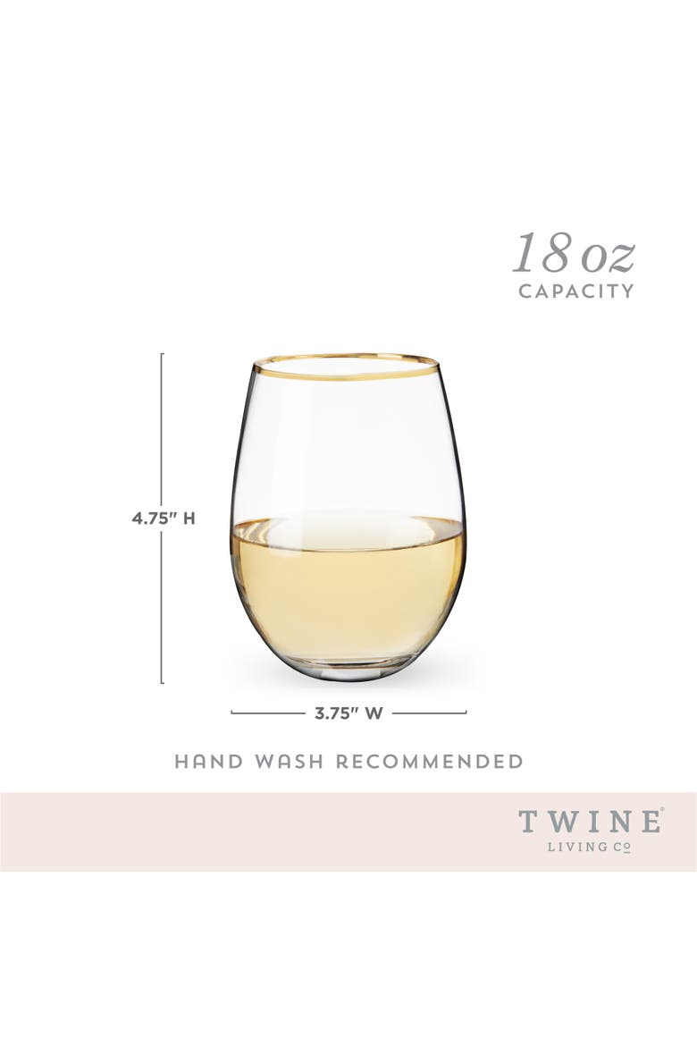 Gilded Stemless Wine Glasses Set of 2, Alternate, color, Gold