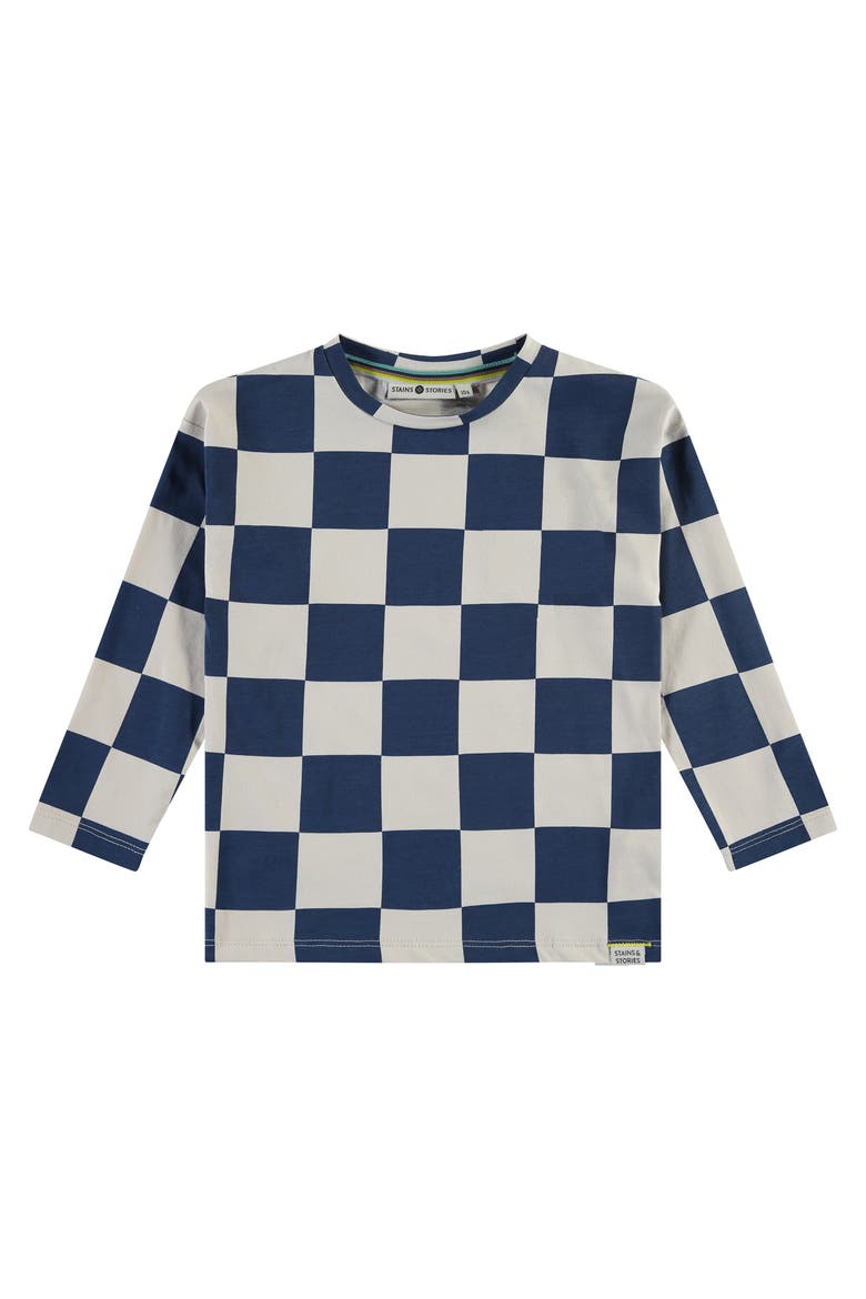 Allover Checkers Long Sleeve Sweatshirt, Main, color, Blue